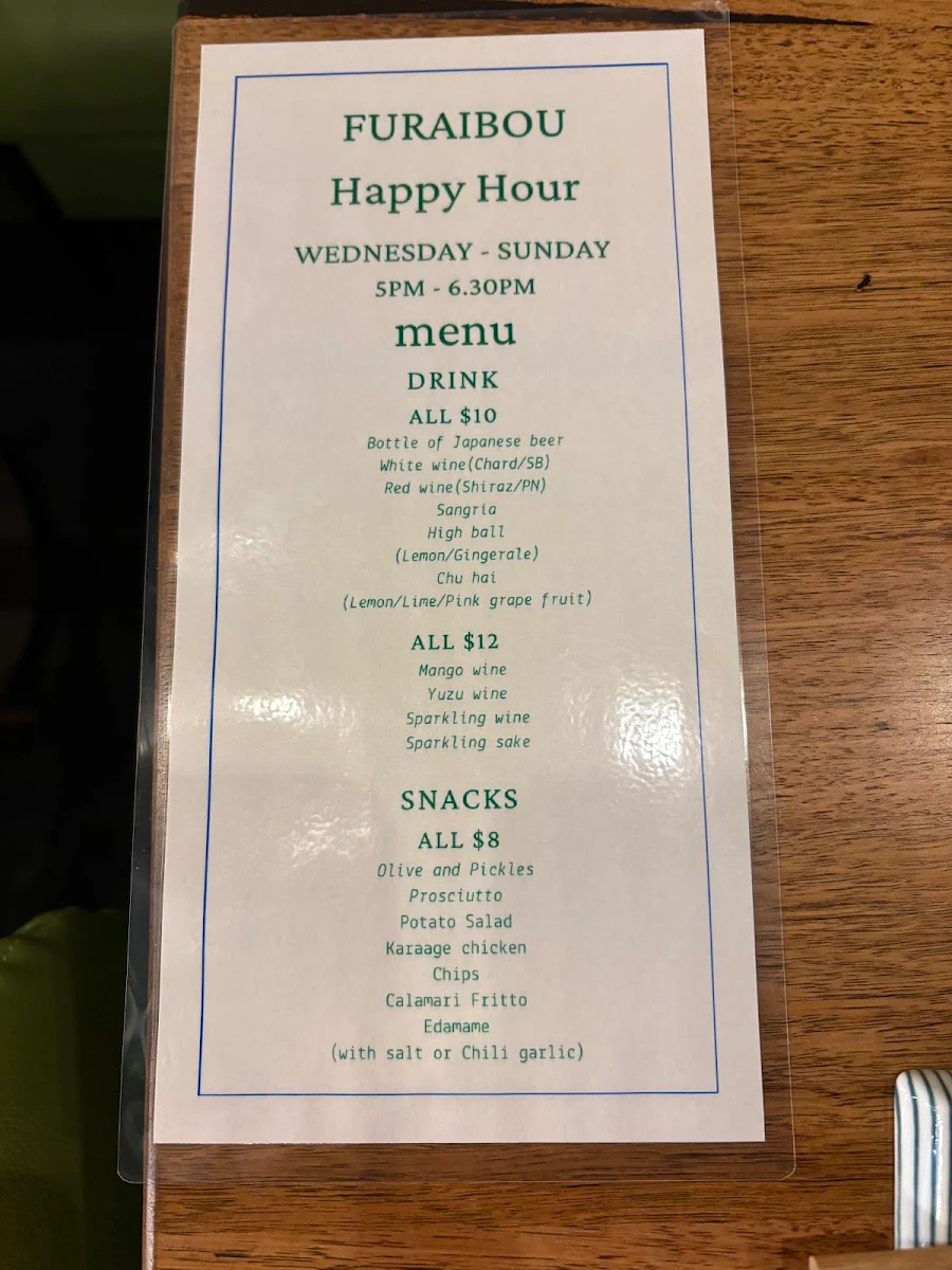 Menu, Furaibou