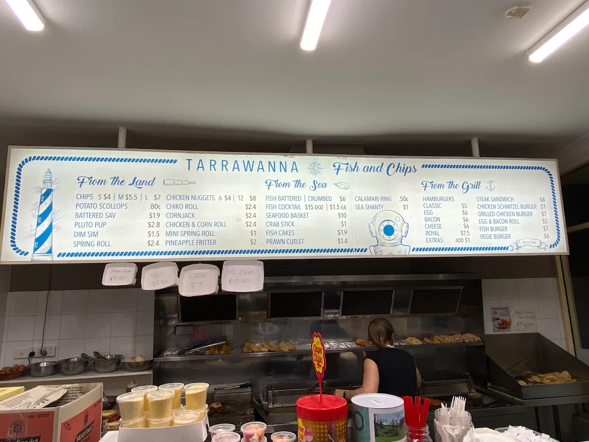 Menu, Tarrawanna Fish & Chips