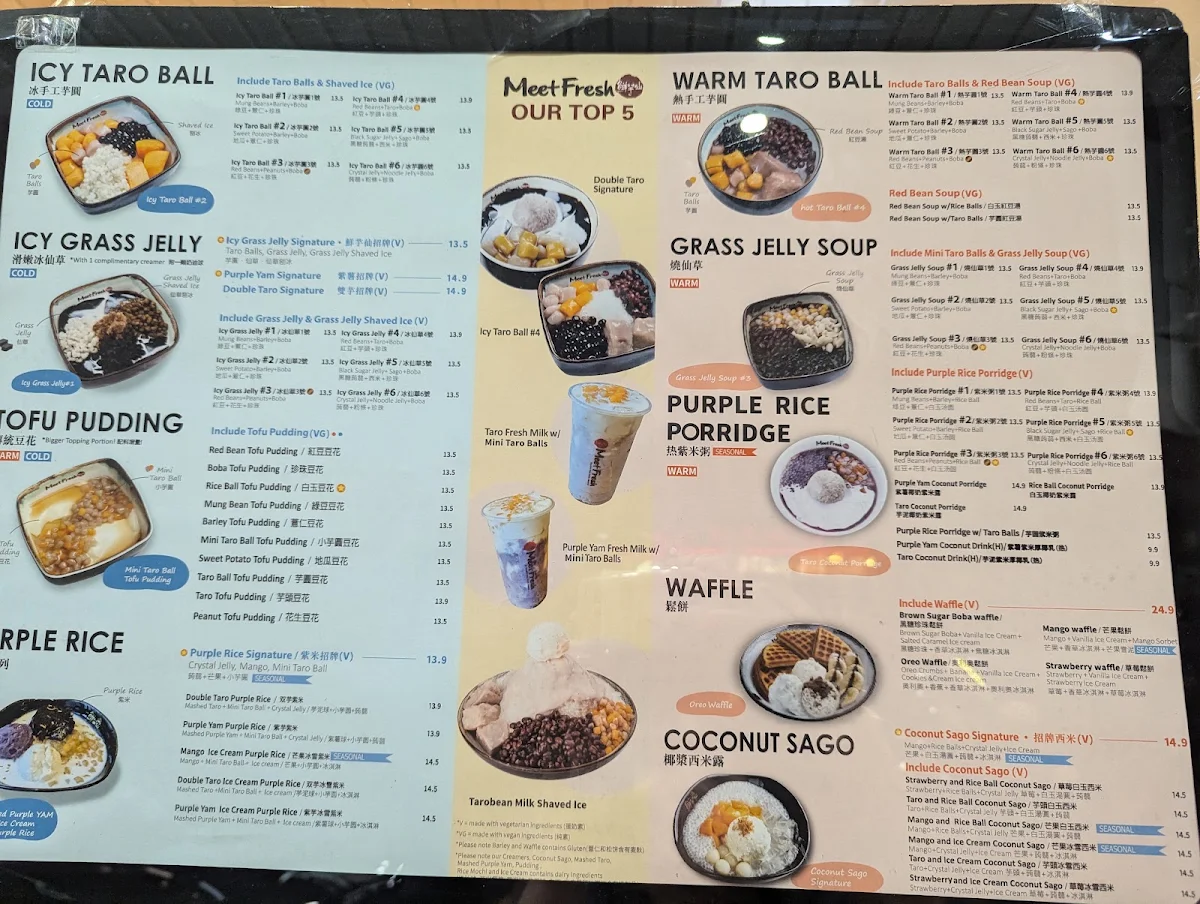 Menu, Meet Fresh
