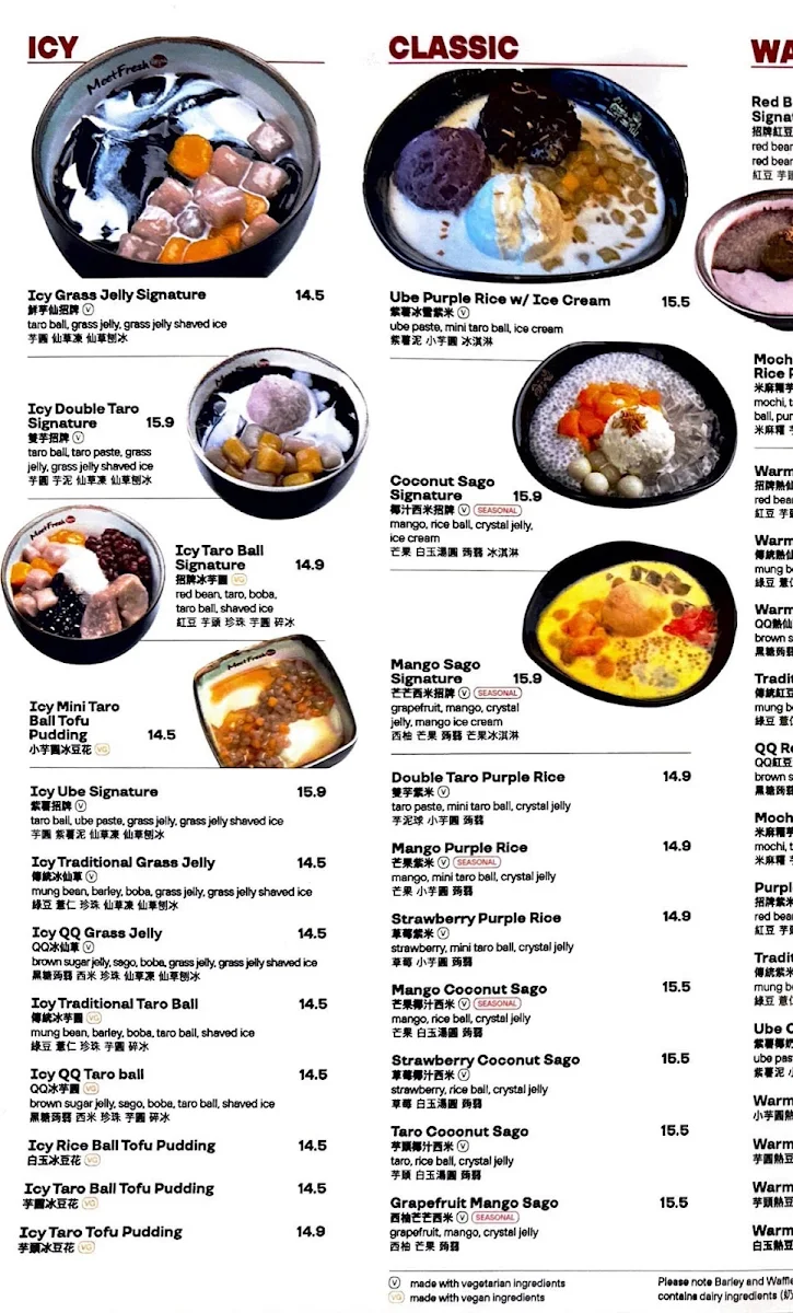 Menu, Meet Fresh