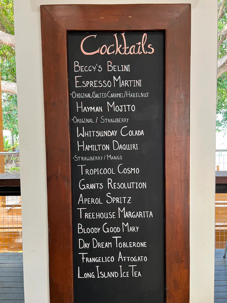 Menu, Treehouse Airlie Beach