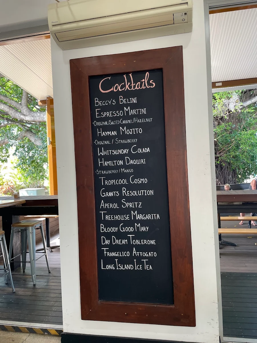 Menu, Treehouse Airlie Beach