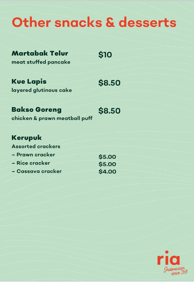Menu, Ayam Penyet Ria