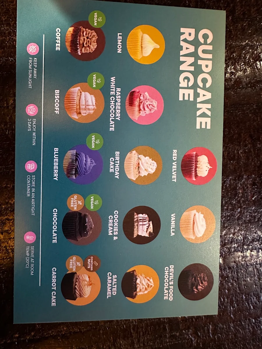 Menu, Cupcake Central Highpoint