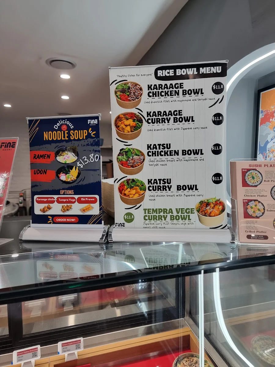 Menu, Fine Sushi