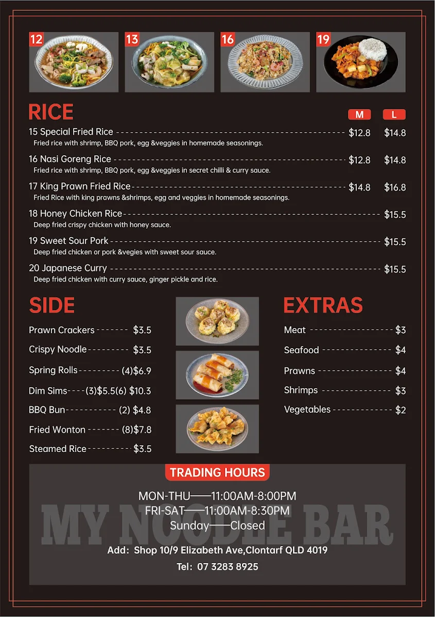Menu, My Noodle Bar