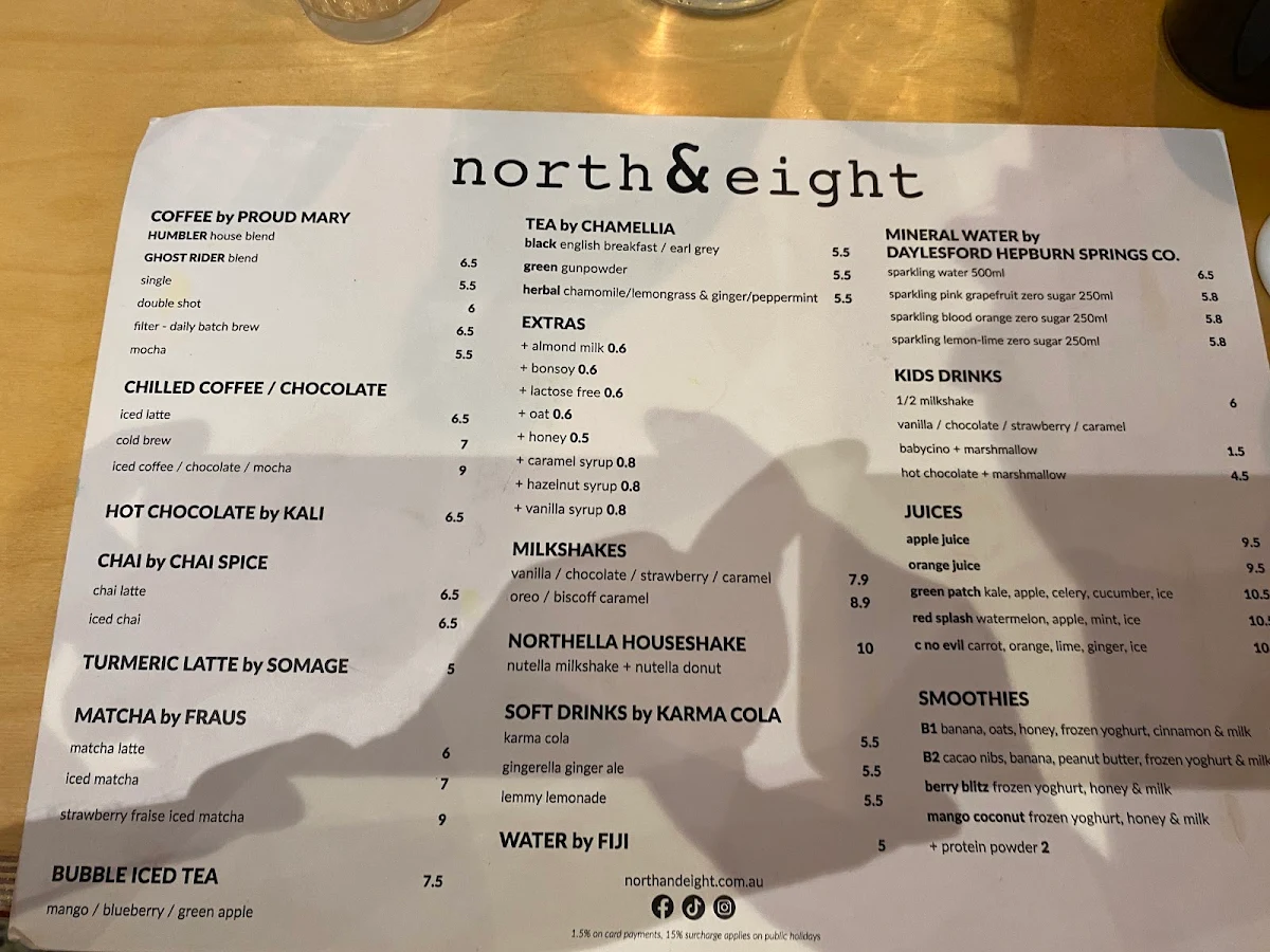 Menu, North and Eight