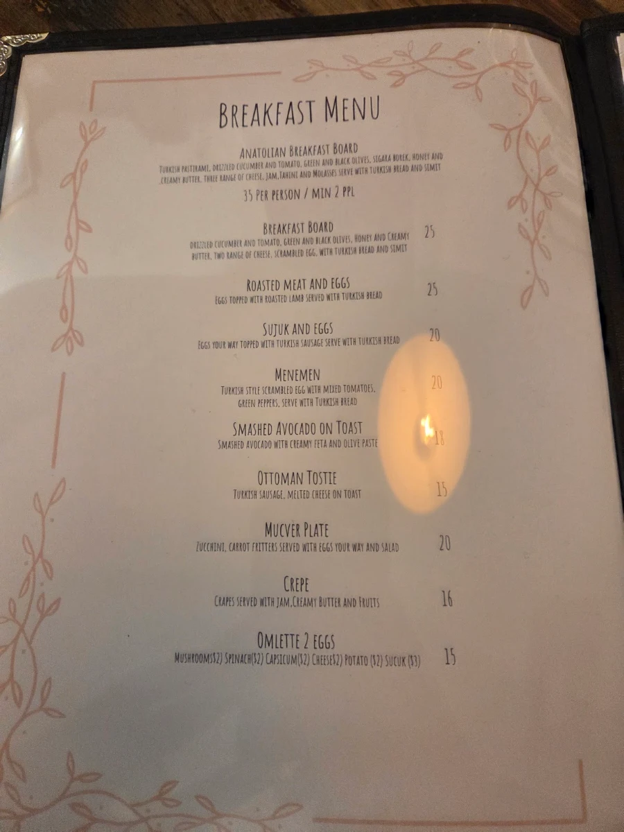Menu, Kayra Restaurant