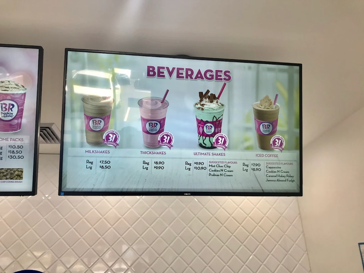 Menu, Baskin-Robbins Toowoomba