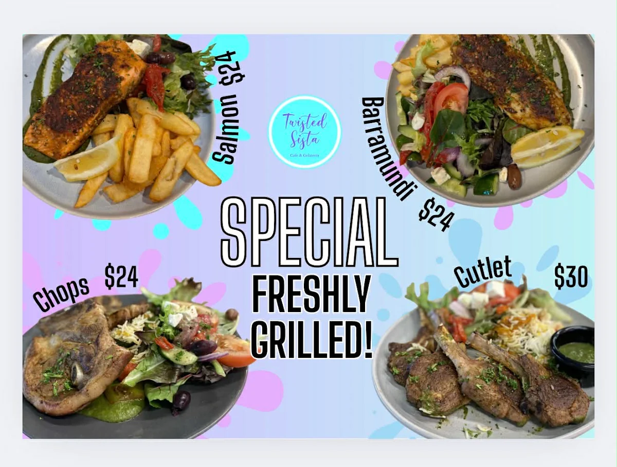 Menu, Twisted Sista Cafe & Gelateria - Casey Central