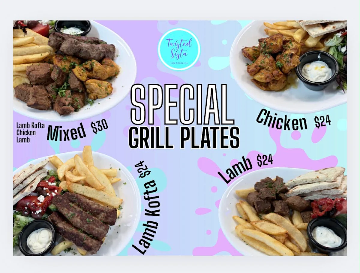 Menu, Twisted Sista Cafe & Gelateria - Casey Central