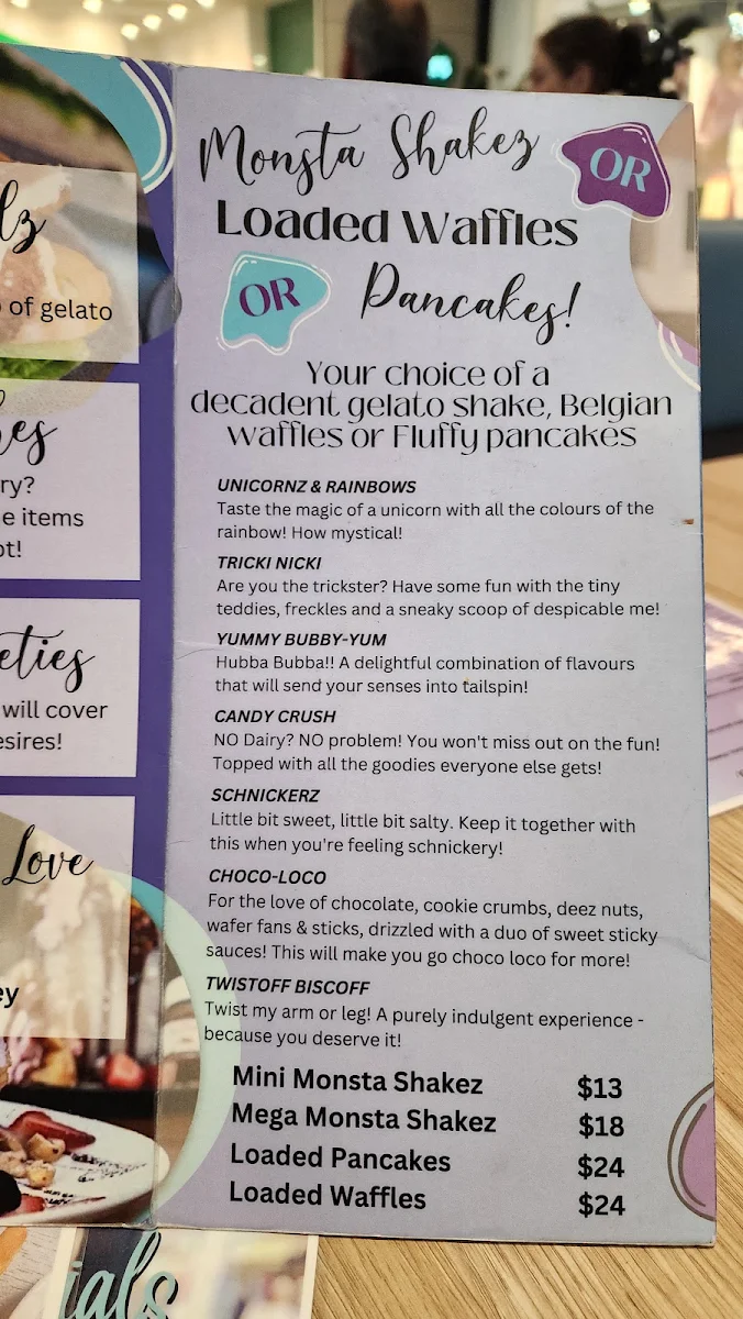 Menu, Twisted Sista Cafe & Gelateria - Casey Central