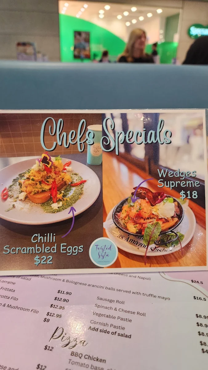 Menu, Twisted Sista Cafe & Gelateria - Casey Central