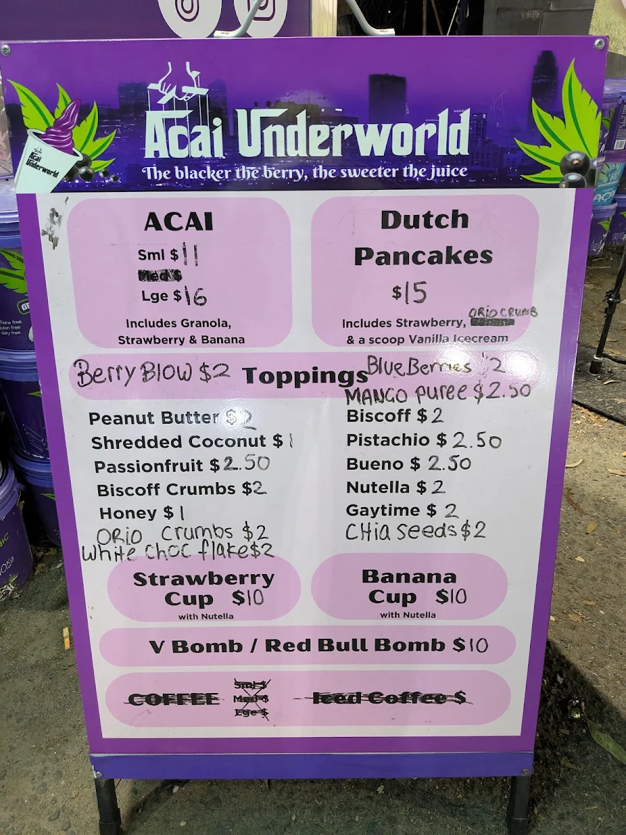 Menu, Acai Underworld