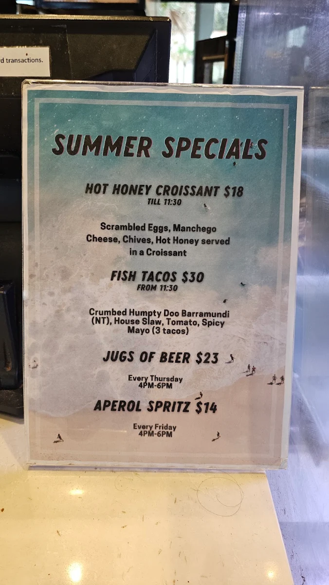 Menu, Surfish Bondi Beach