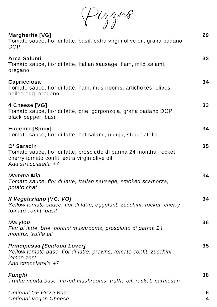 Menu, La Calabrese Italian Restaurant Lunch and Dinner