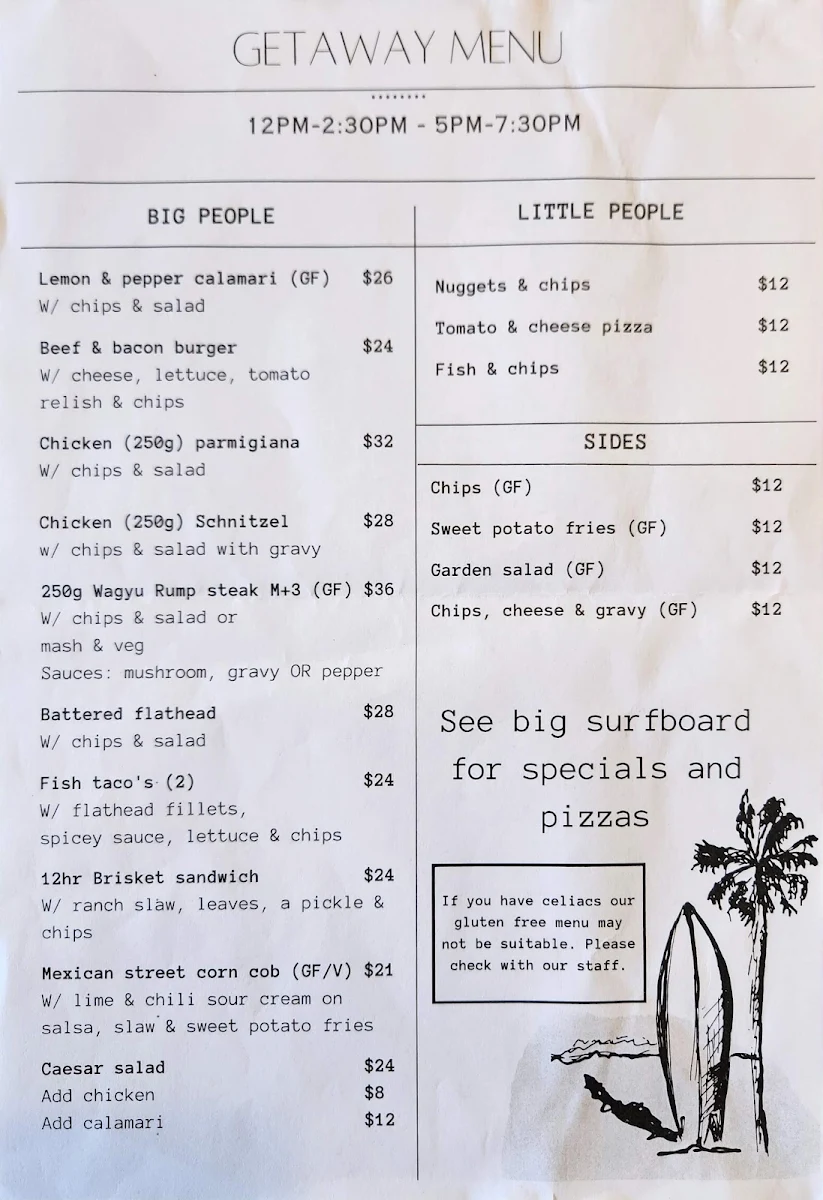 Menu, Sunset Social Bar & Bistro - Noosa North Shore
