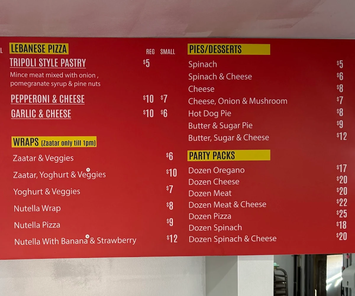 Menu, AL AFRAH RESTAURANT AND BAKERY