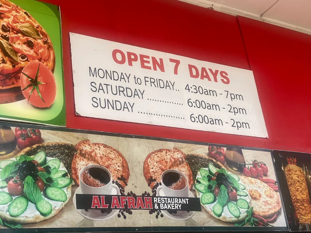 Menu, AL AFRAH RESTAURANT AND BAKERY