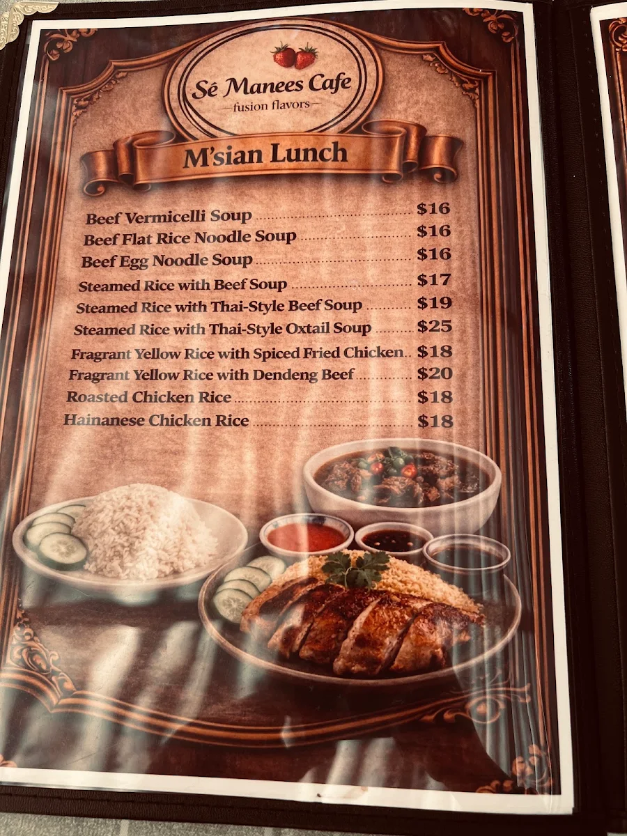 Menu, Se Manees Cafe