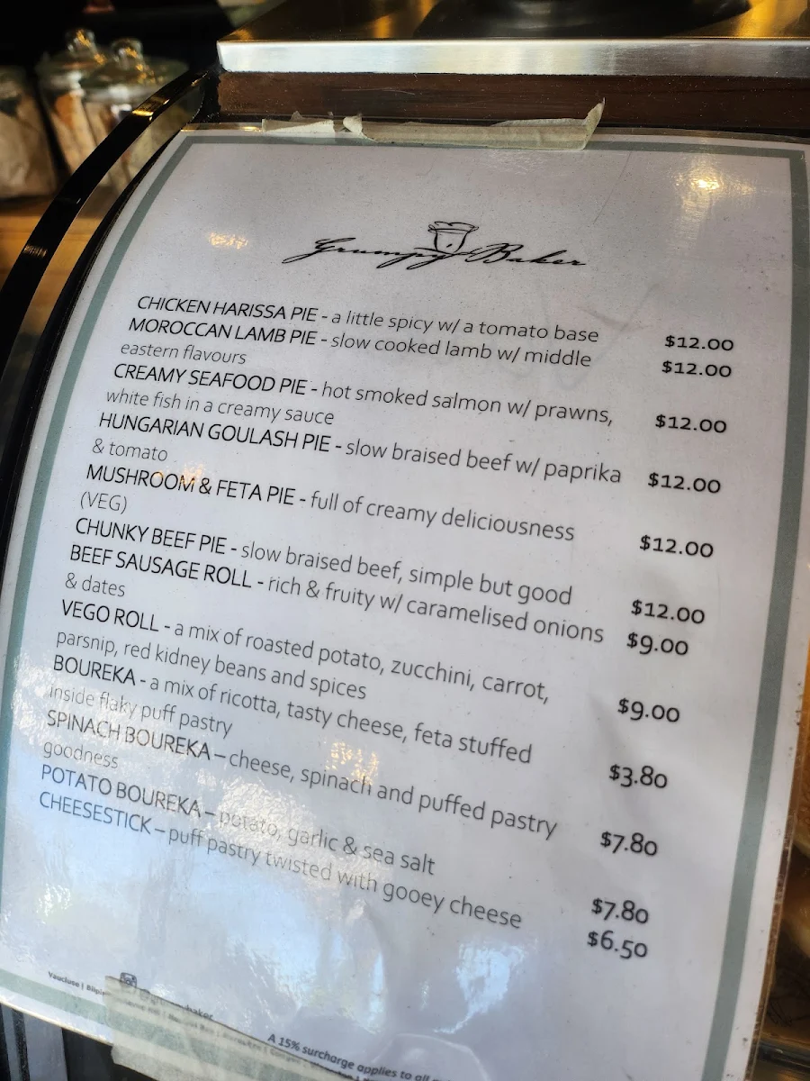 Menu, The Grumpy Baker