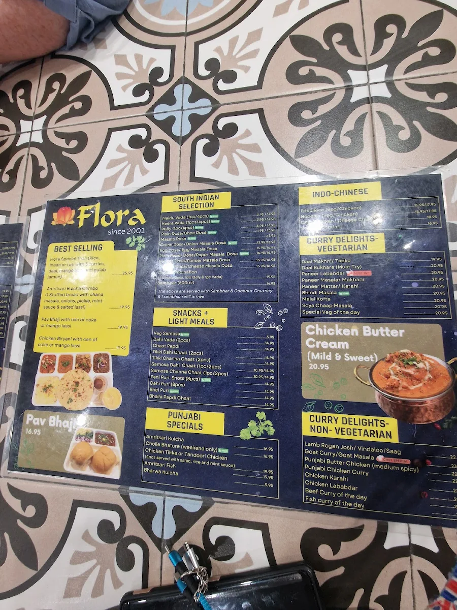 Menu, Flora Indian Restaurant Melbourne CBD