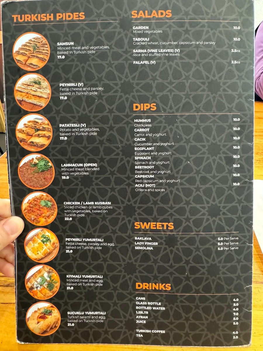 Menu, Melbourne Kebabs & Grill