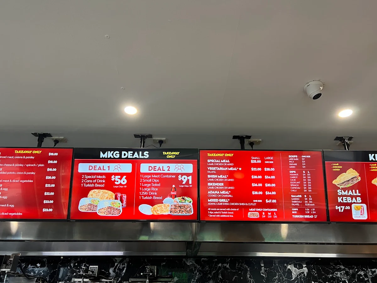 Menu, Melbourne Kebabs & Grill