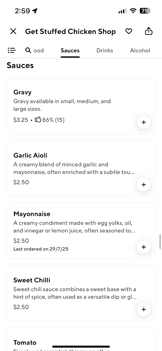 Menu, Get Stuffed