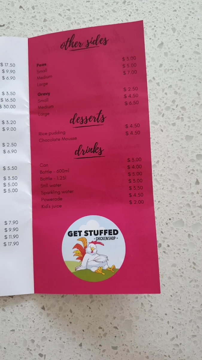 Menu, Get Stuffed