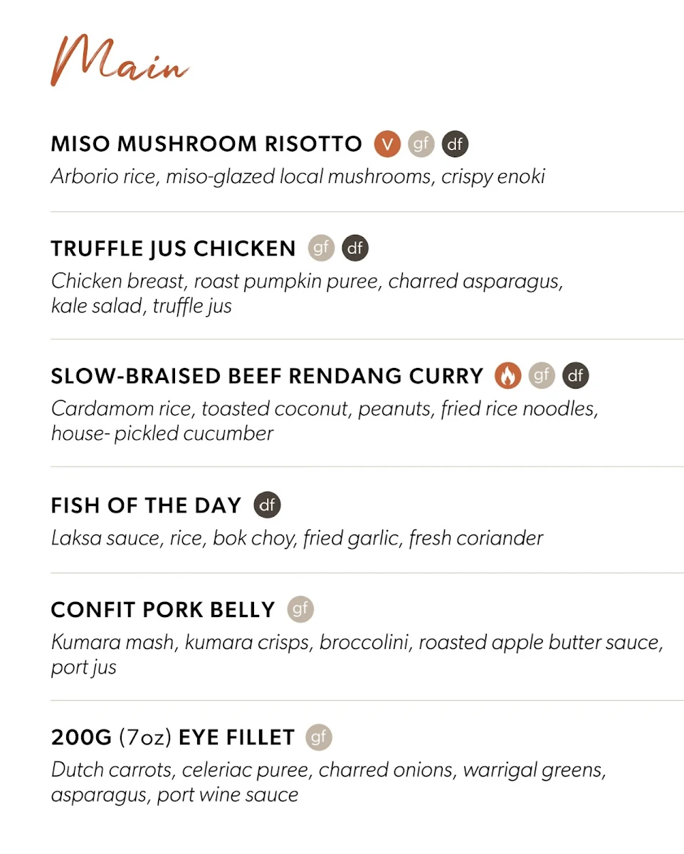 Menu, Warrior Restaurant & Bar
