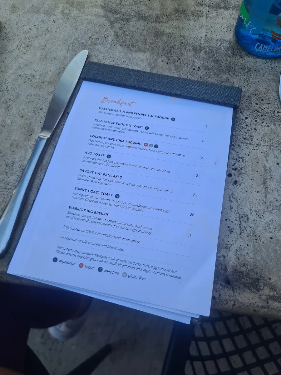 Menu, Warrior Restaurant & Bar
