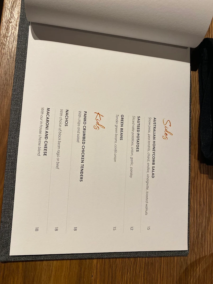 Menu, Warrior Restaurant & Bar
