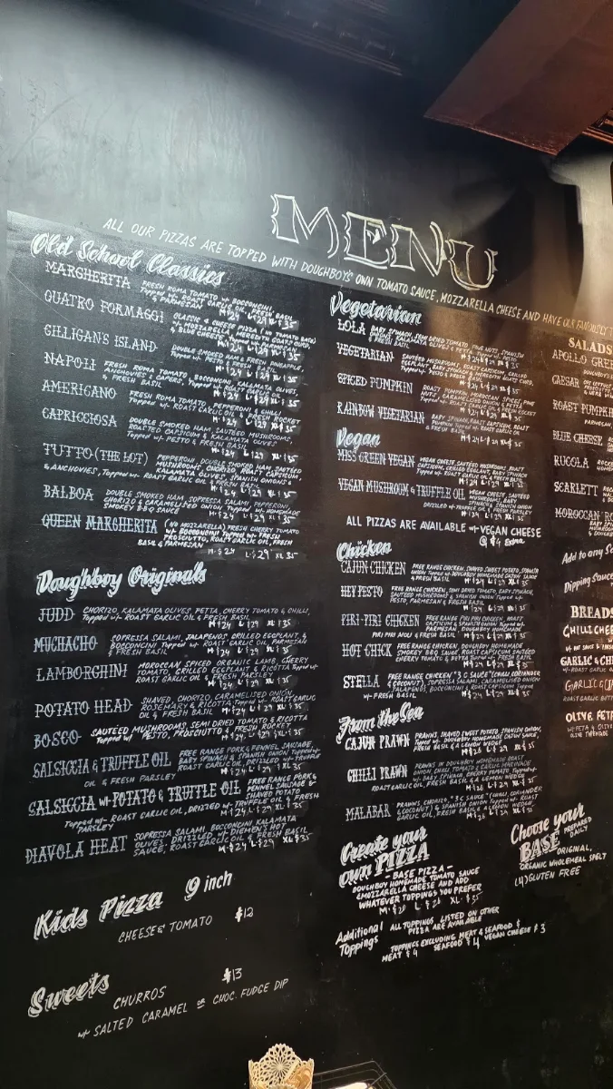 Menu, Doughboy Pizza North Bondi
