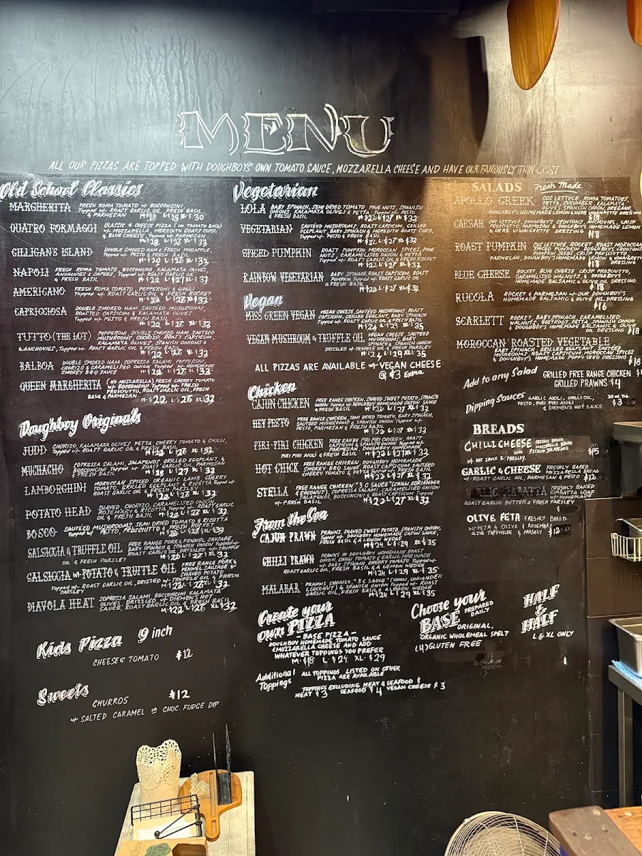 Menu, Doughboy Pizza North Bondi