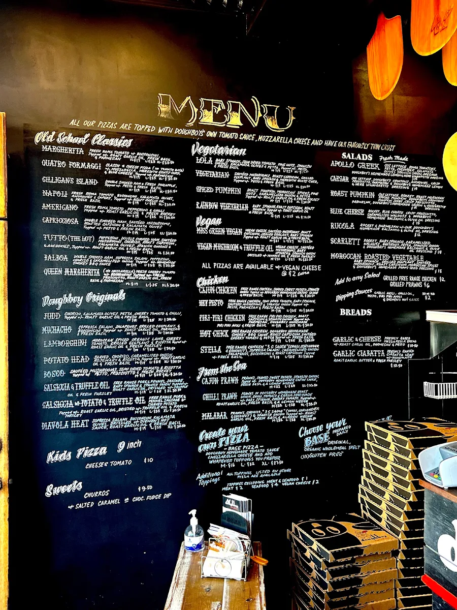 Menu, Doughboy Pizza North Bondi