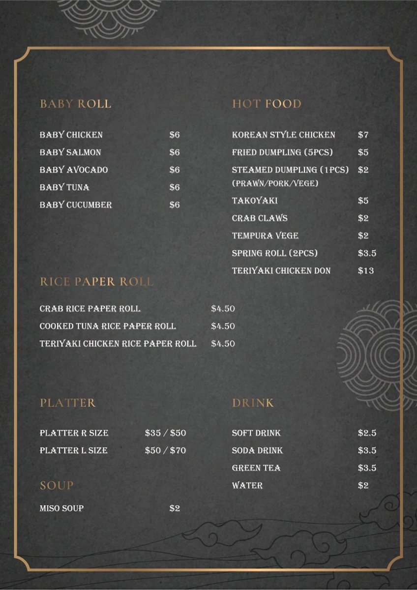 Menu, SUSHI LUV