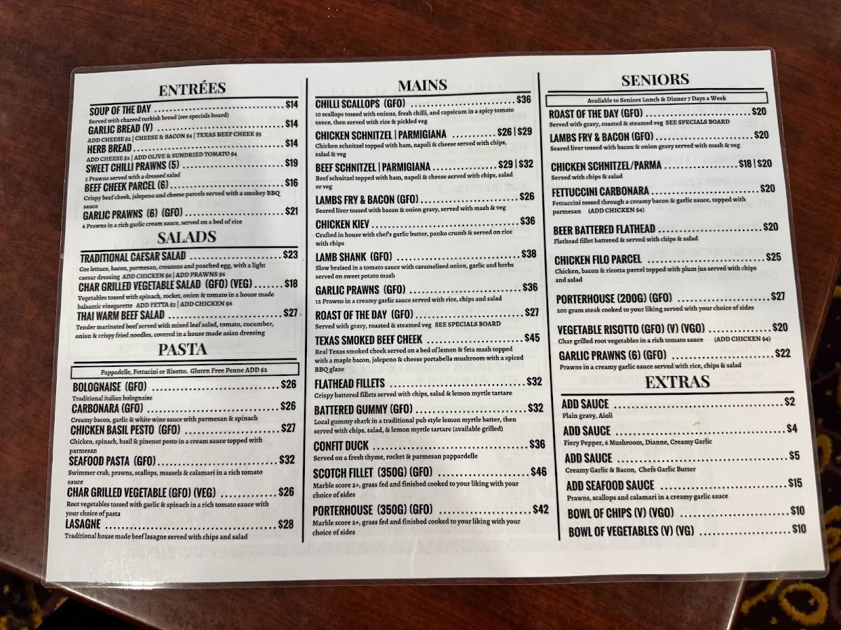 Menu, The Moe Hotel