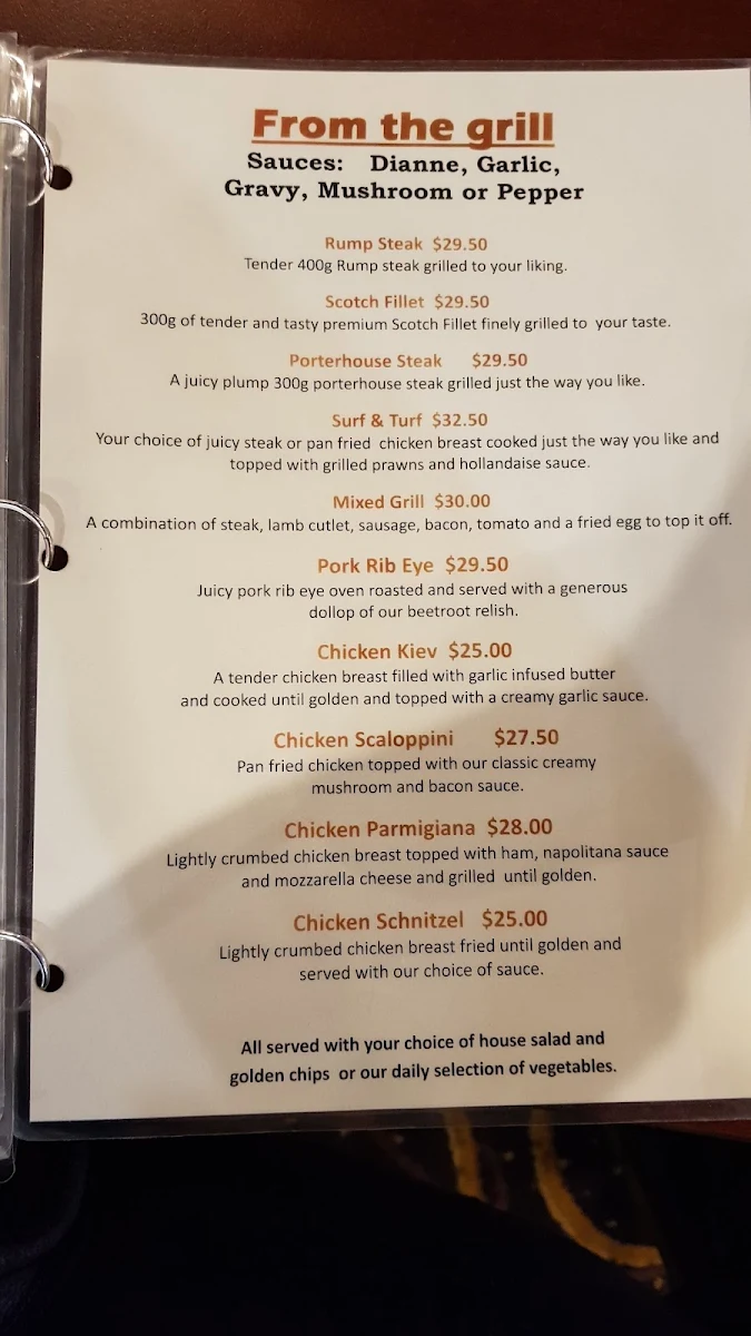 Menu, The Moe Hotel