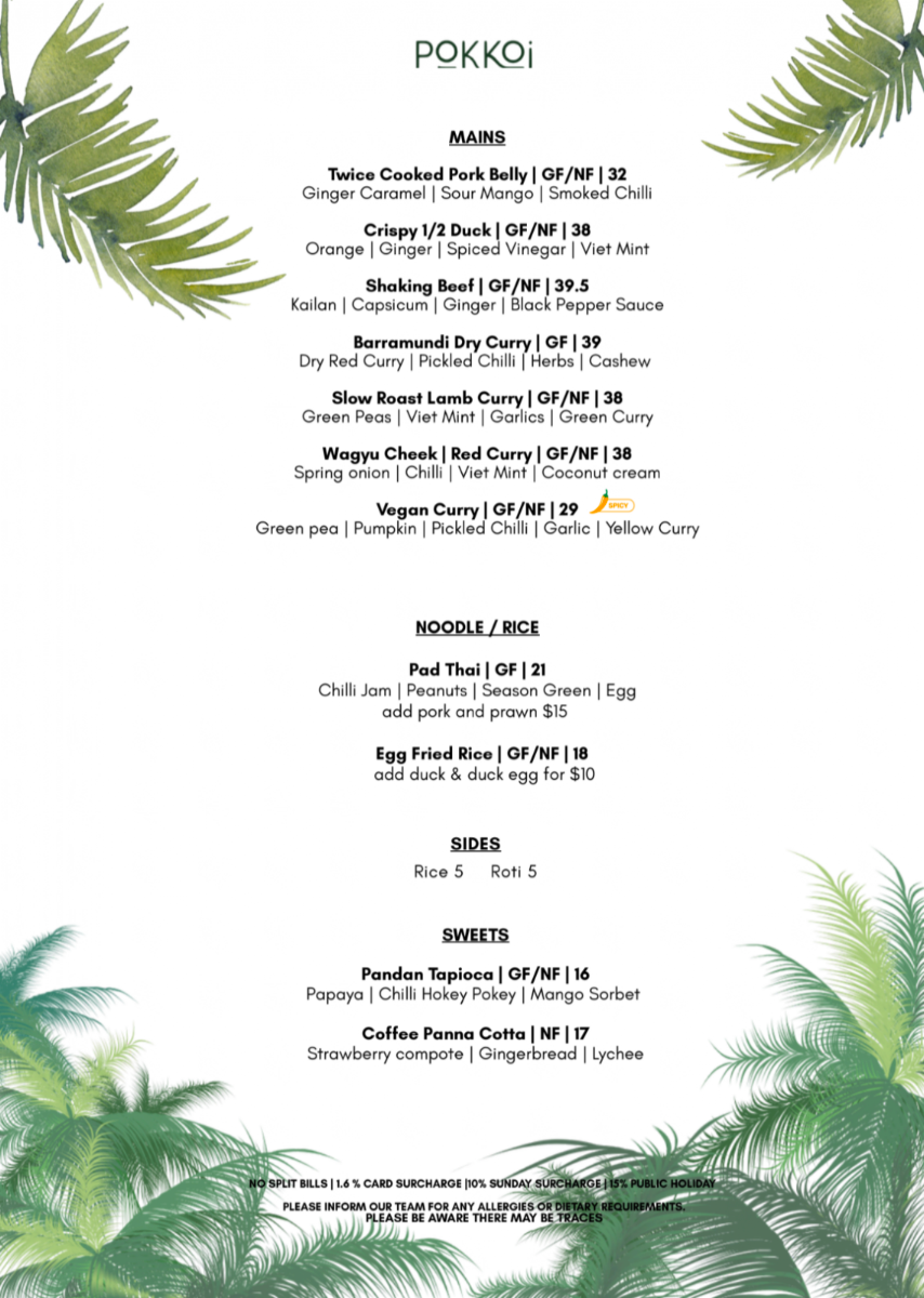 Menu, Pokkoi Kitchen