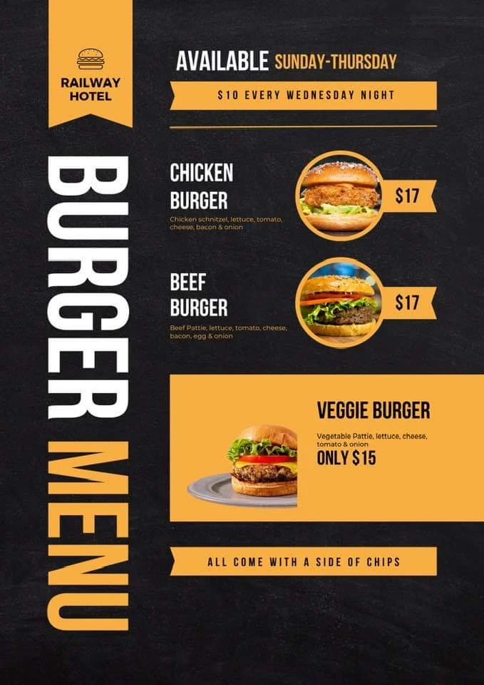Menu, Railway Hotel Boort