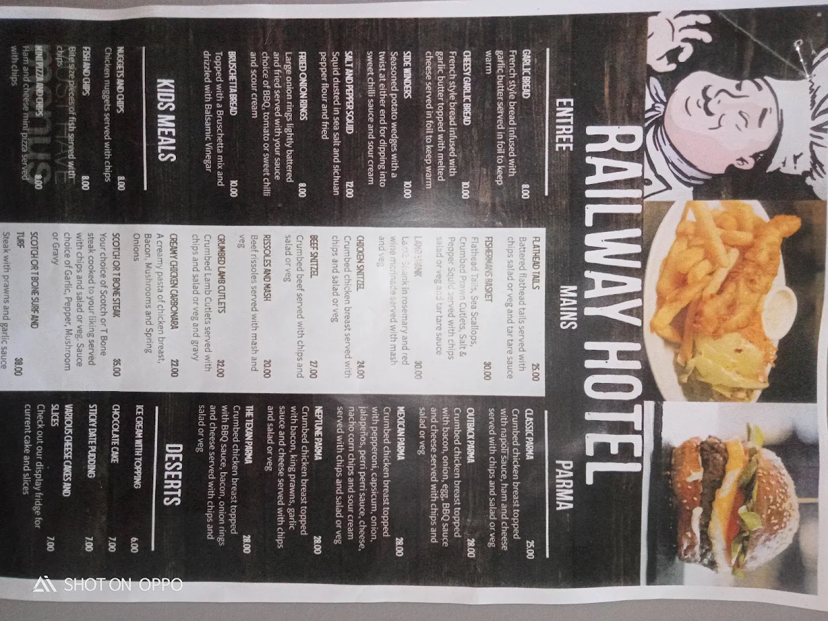Menu, Railway Hotel Boort