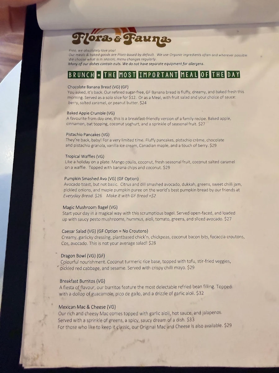 Menu, Flora & Fauna