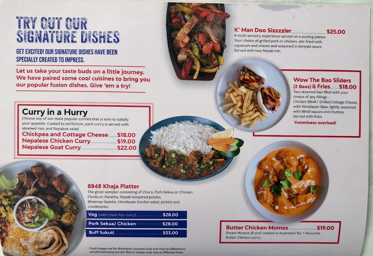Menu, 8848 Momo House