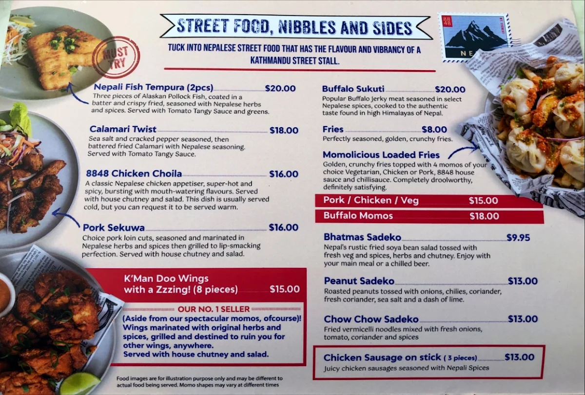 Menu, 8848 Momo House