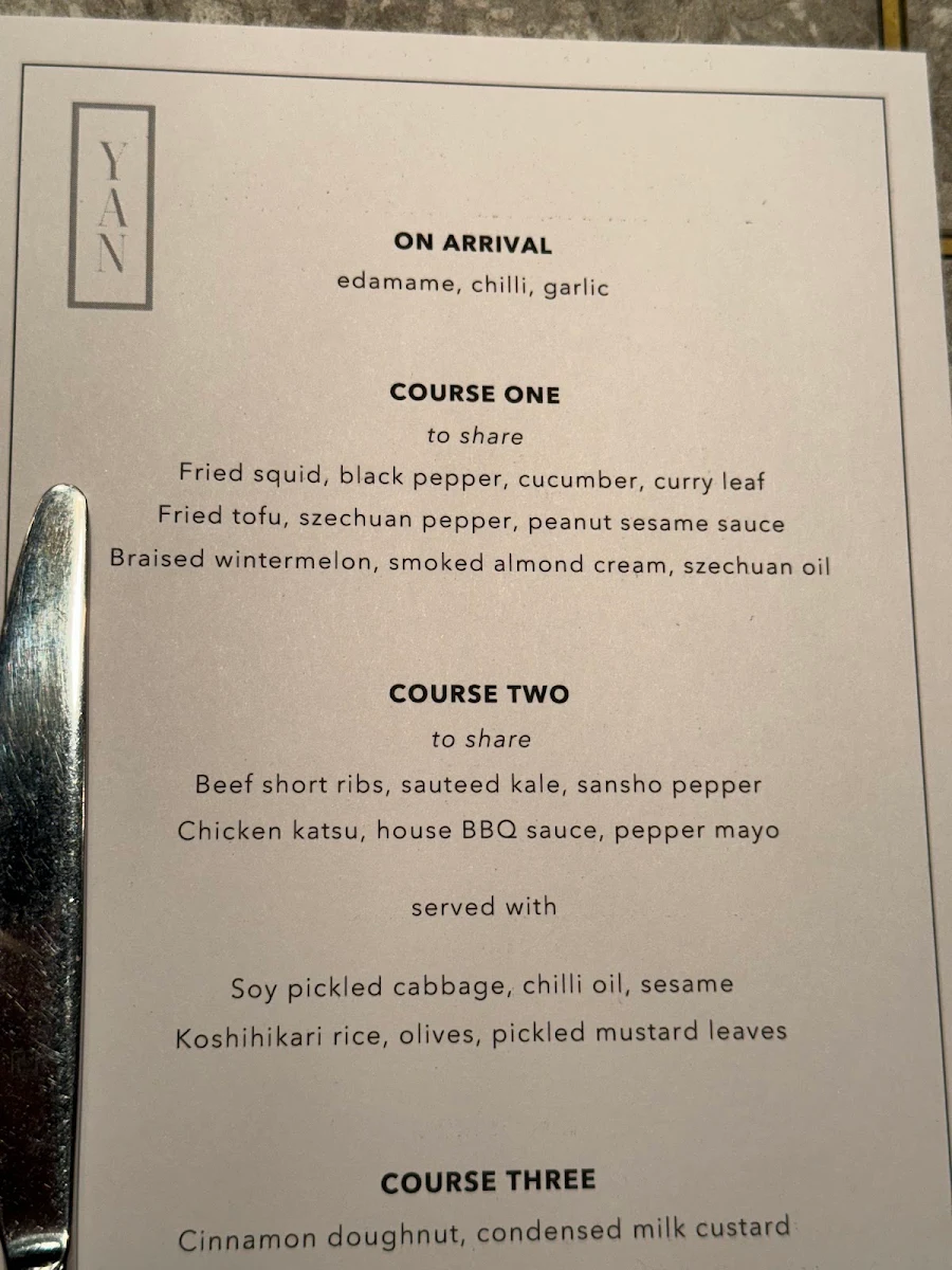 Menu, Yan Melbourne