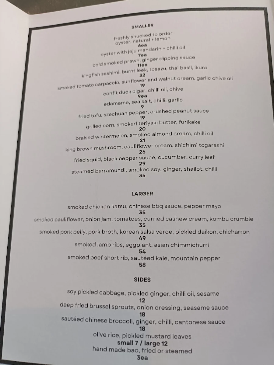 Menu, Yan Melbourne