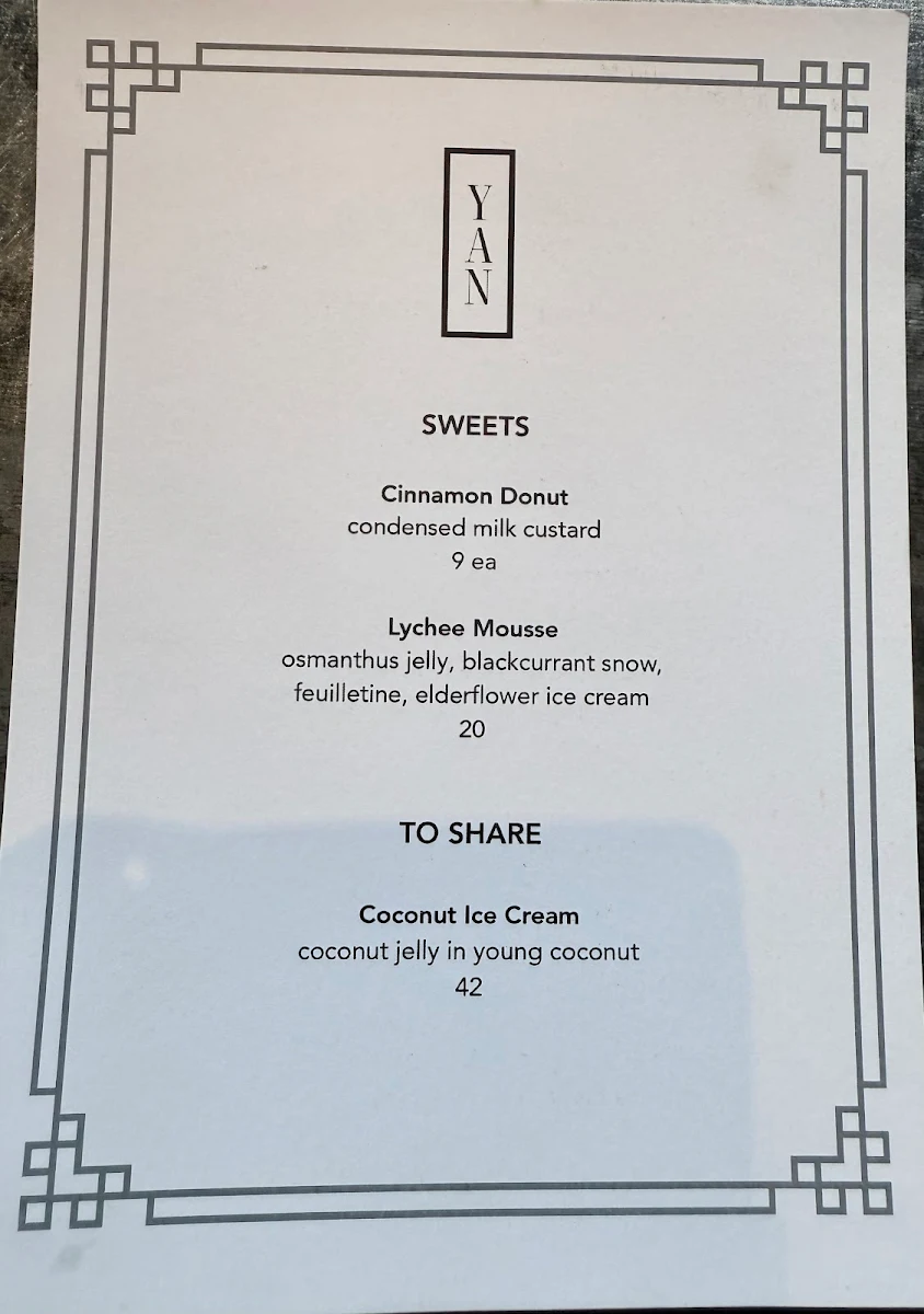 Menu, Yan Melbourne