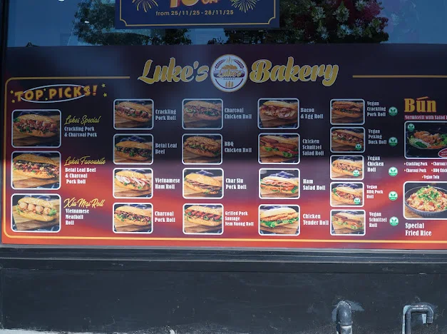 Menu, Luke’s Bakery