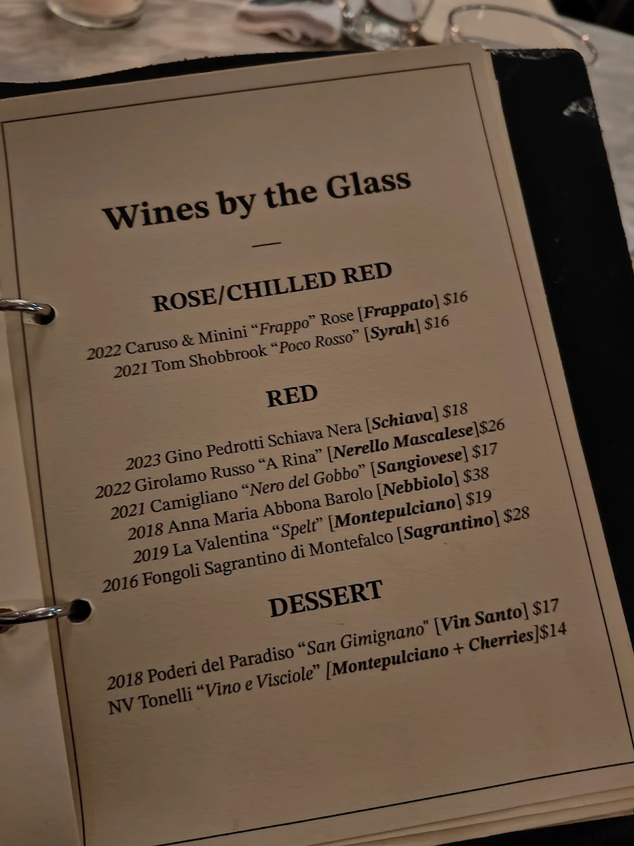 Menu, Osteria di Russo & Russo Enmore